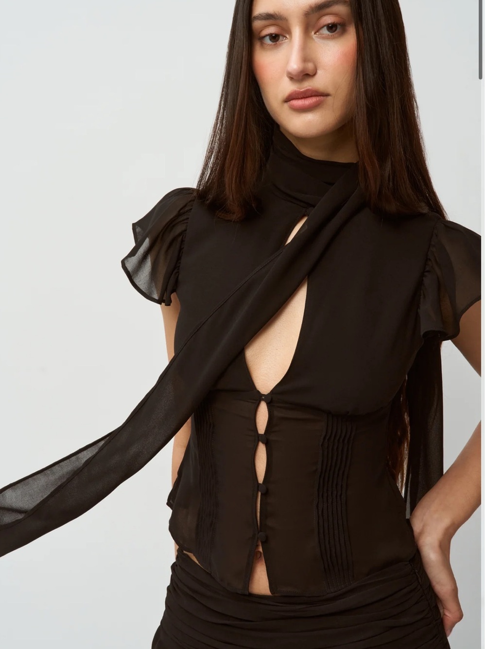 Danielle Guizio Black Ara Top